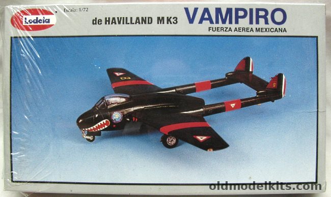 Lodela 1/72 de Havilland Vampire Mk.3 - Mexican Air Force Fuezra Aerea Mexicana, RH-4205 plastic model kit